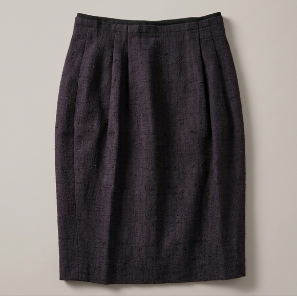 Tory Burch Dresses & Skirts - Tory Burch Navy Tweed Pencil Skirt Size 4 | Cotton Ramie Midi Knee Length Small